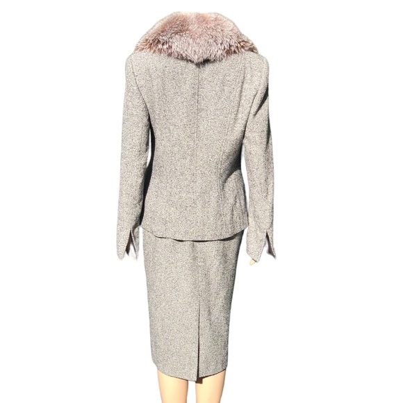 ESCADA skirt suit with Fox fur trim Sz m eu 38 - Picture 15 of 15